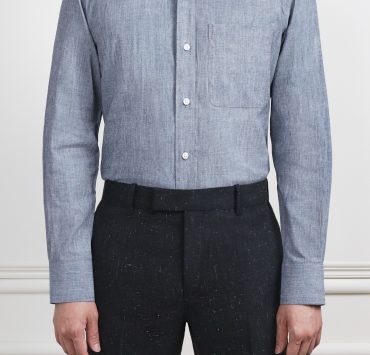 เสื้อเชิ้ตเดนิม The Sovereign Extreme Curved Charcoal Blue Denim Shirt- DGRIE