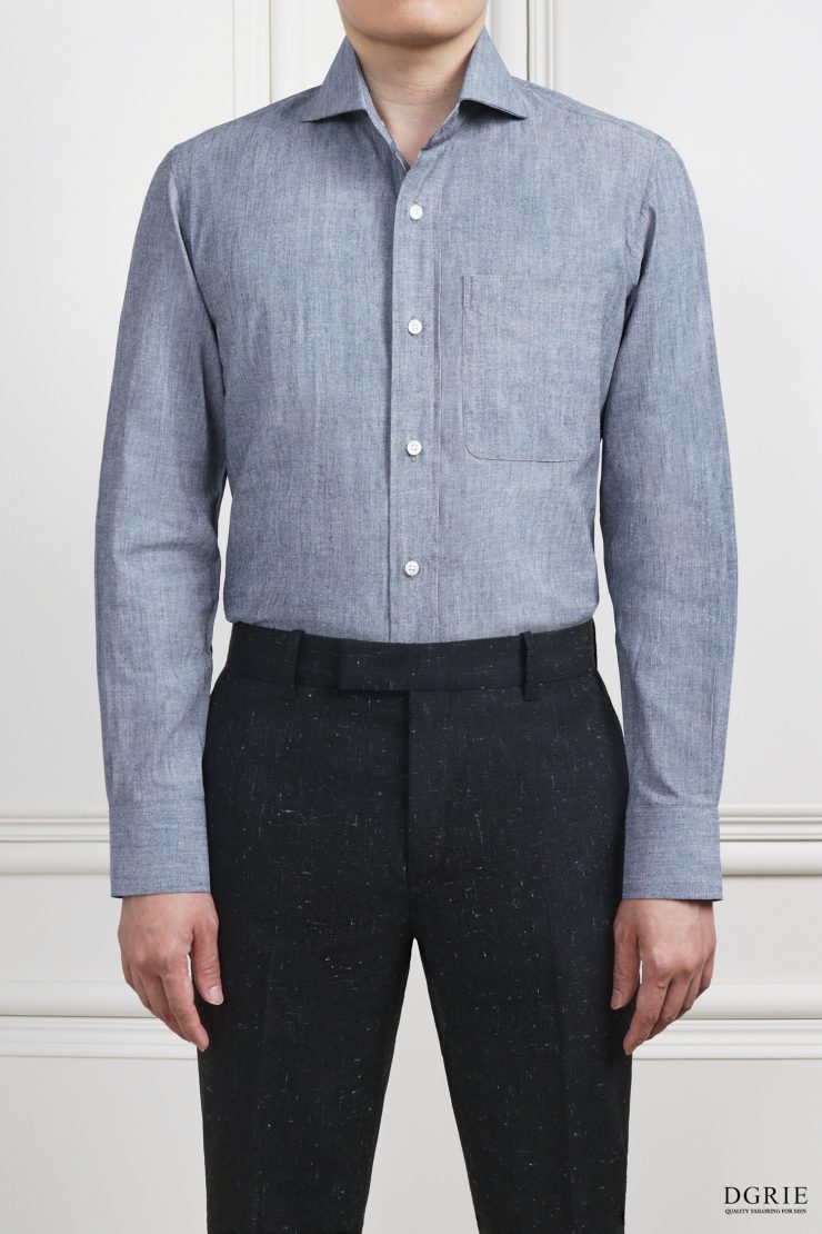 เสื้อเชิ้ตเดนิม The Sovereign Extreme Curved Charcoal Blue Denim Shirt- DGRIE 1 เสื้อเชิ้ตเดนิม The Sovereign Extreme Curved Charcoal Blue Denim Shirt- DGRIE