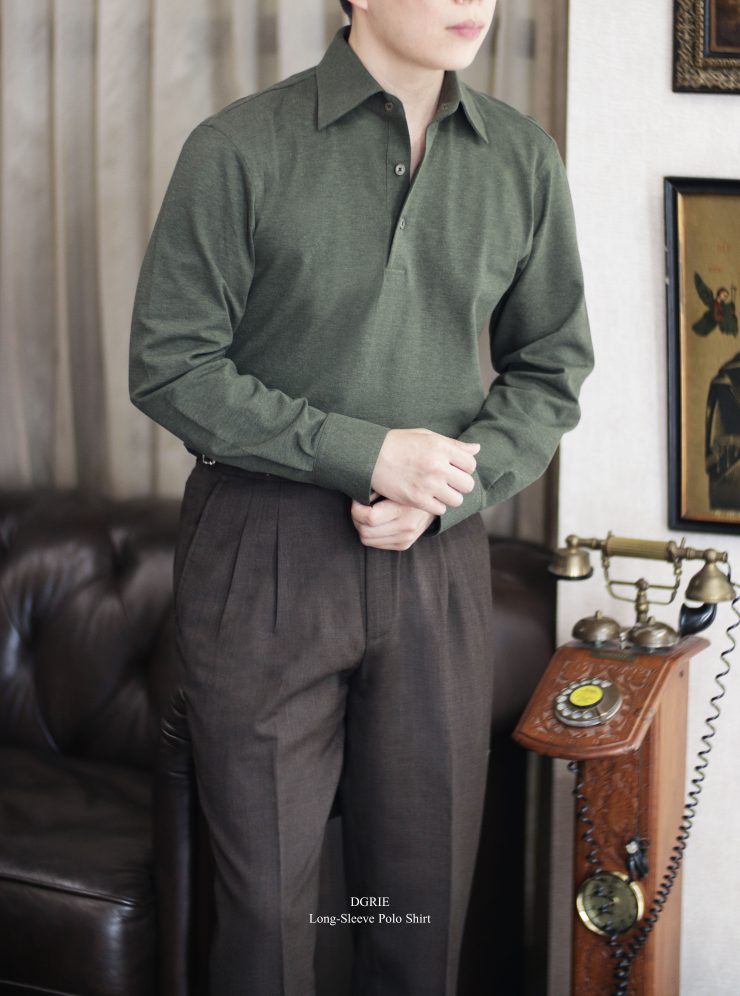 DGRIE - Long-Sleeve Polo Shirt - เสื้อโปโลแขนยาว