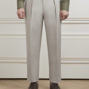 กางเกง The Alabaster Beige Pleated Linen Pants
