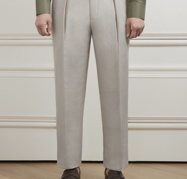 กางเกง The Alabaster Beige Pleated Linen Pants