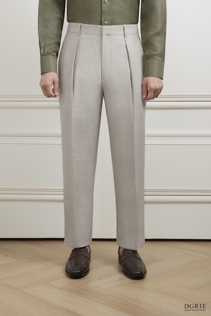 กางเกง The Alabaster Beige Pleated Linen Pants 5 กางเกง The Alabaster Beige Pleated Linen Pants