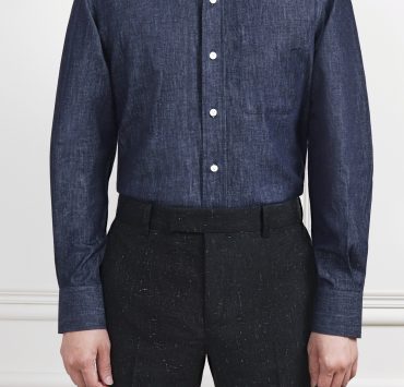เชิ้ตเดนิม The Sovereign Extreme Curved Deep Indigo Denim Shirt - DGRIE