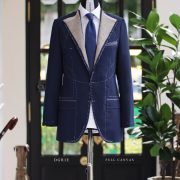 DGRIE Fitting Navy High Twist Full Canvas Suit