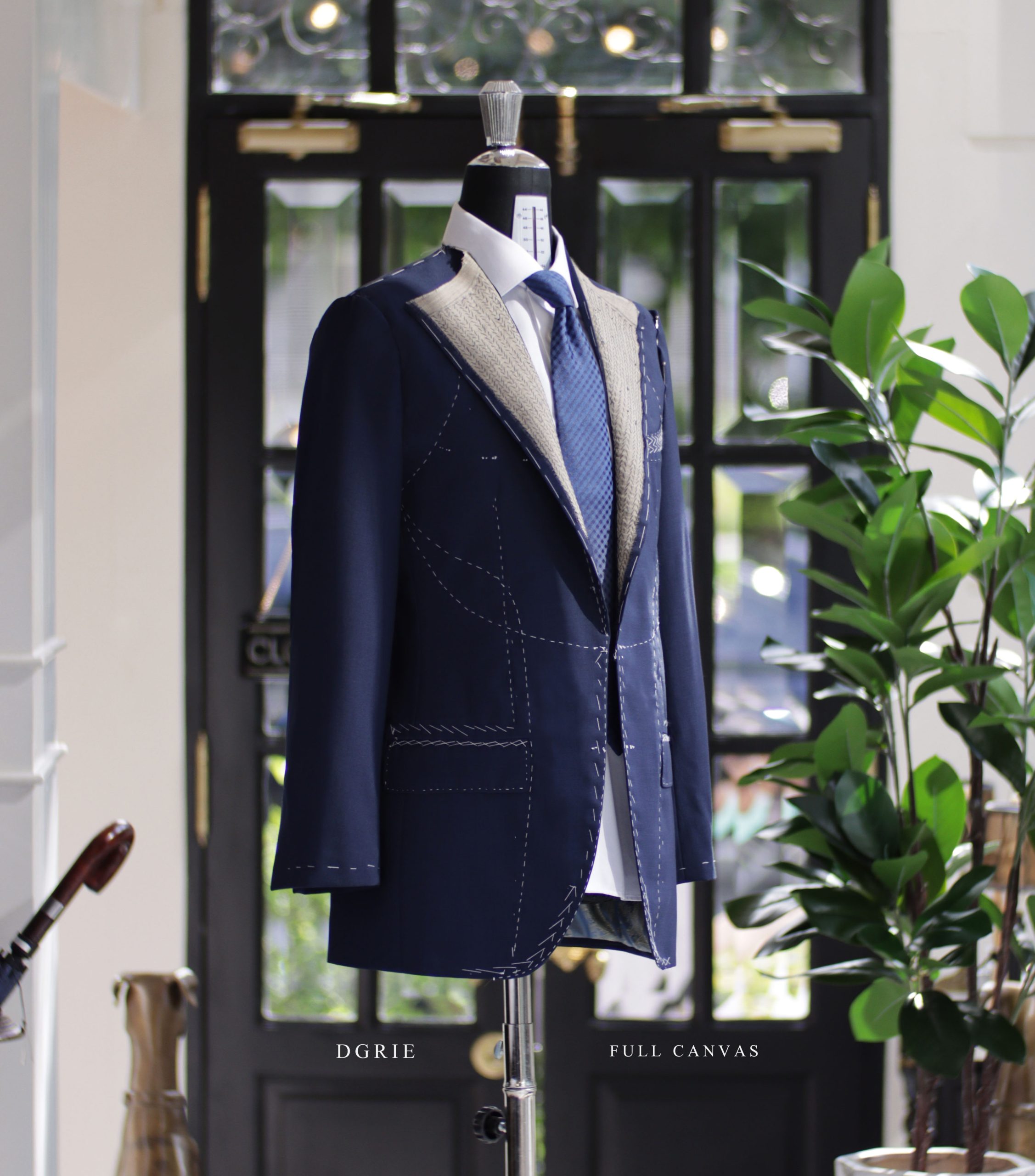 DGRIE Fitting Navy High Twist Full Canvas Suit