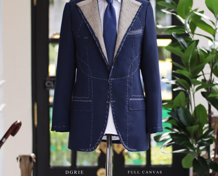 DGRIE Fitting Navy High Twist Full Canvas Suit