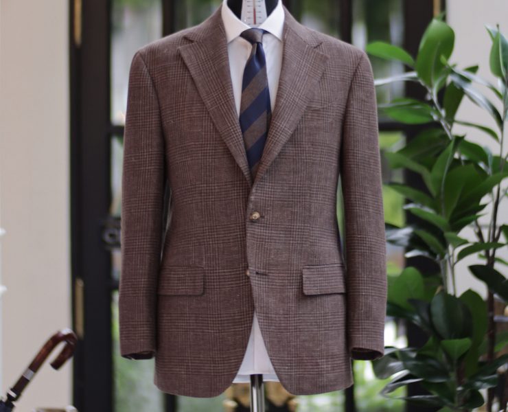 DGRIE – Paladino Natural Brown Linen Prince of Wales Check Suit