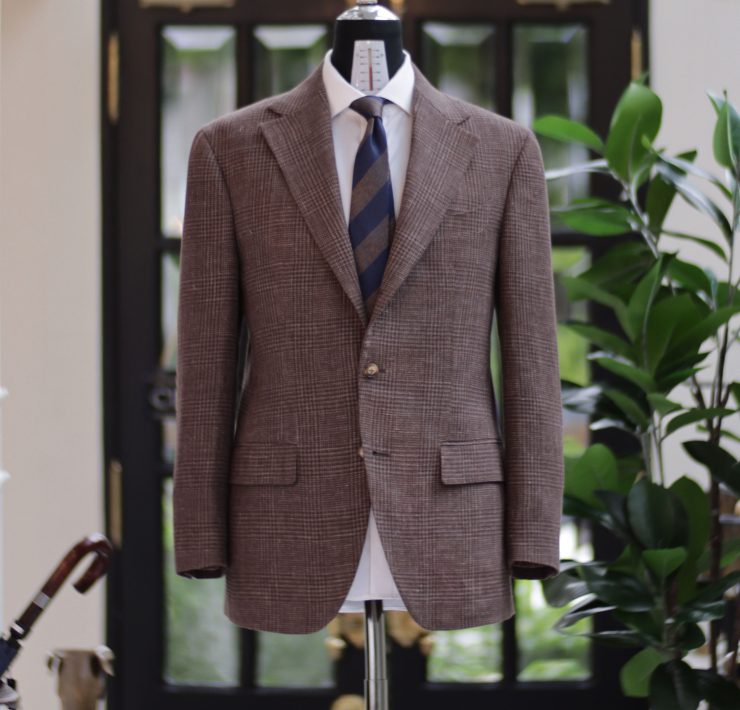 DGRIE – Paladino Natural Brown Linen Prince of Wales Check Suit