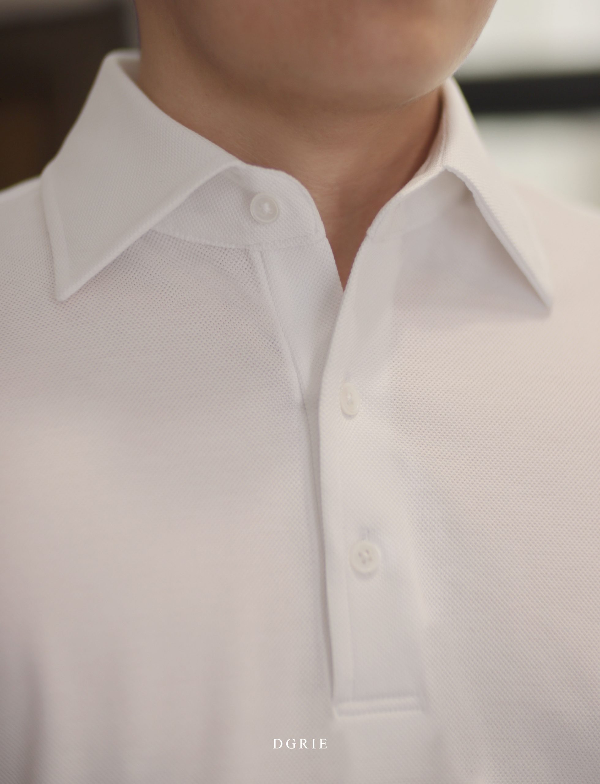 DGRIE – White Long-Sleeve Polo Shirt – เสื้อโปโลแขนยาวสีขาว