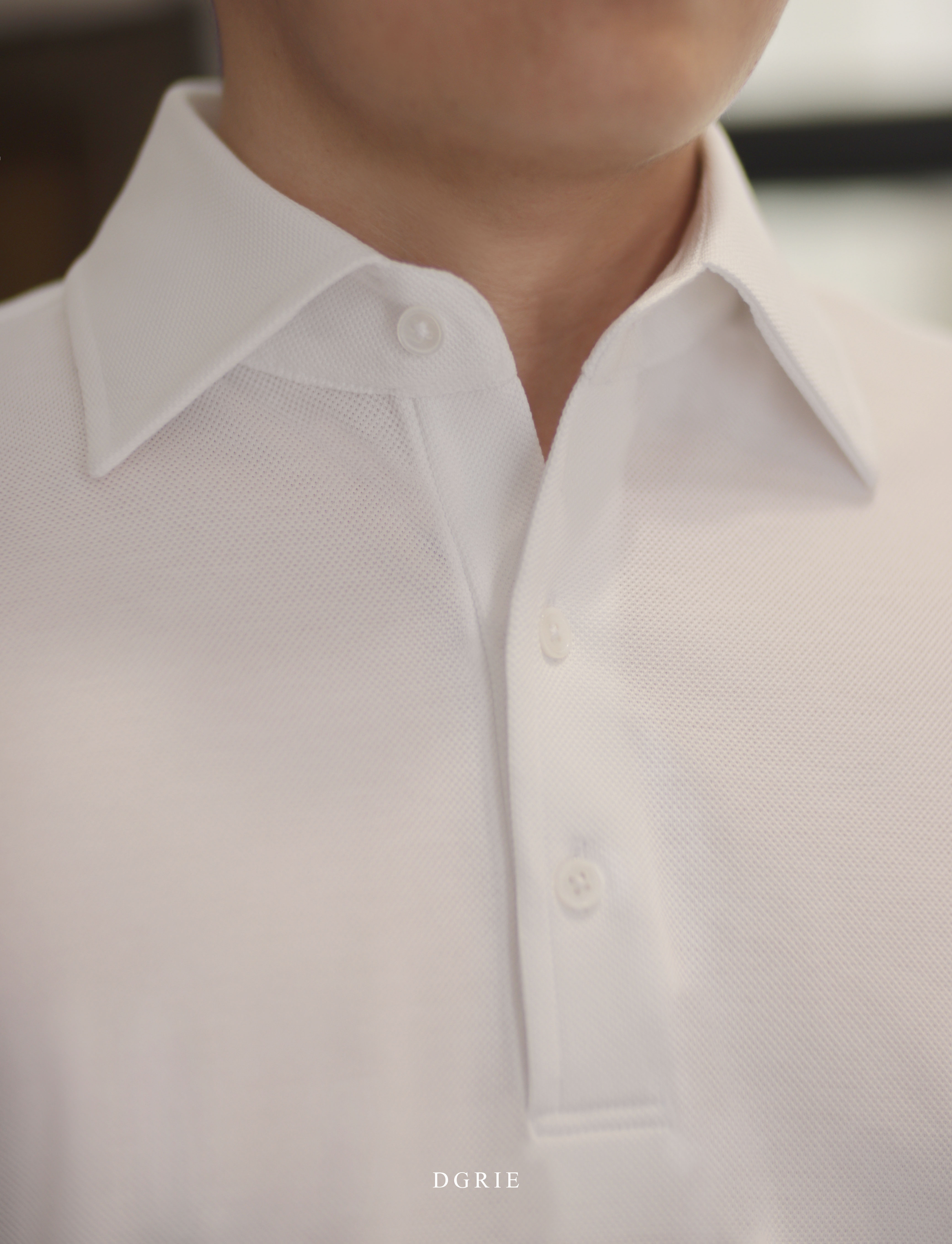 DGRIE – White Long-Sleeve Polo Shirt – เสื้อโปโลแขนยาวสีขาว