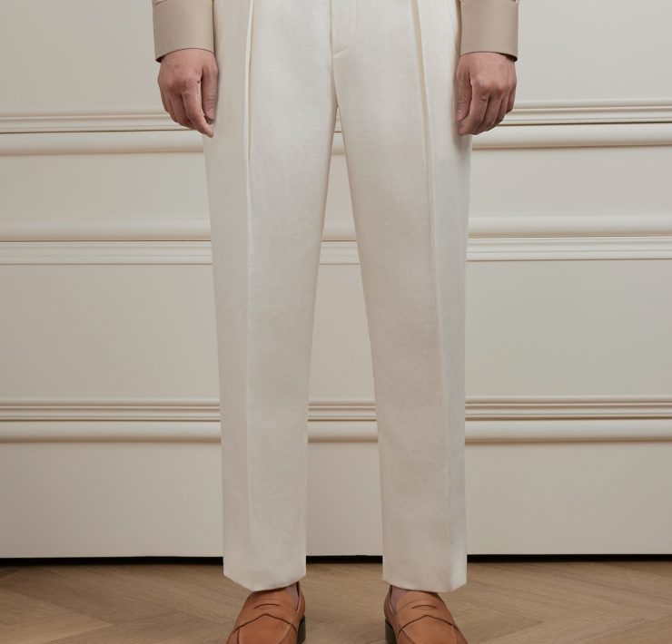The Alabaster Ivory Pleated Linen Trousers - DGRIE 5 The Alabaster Ivory Pleated Linen Trousers - DGRIE