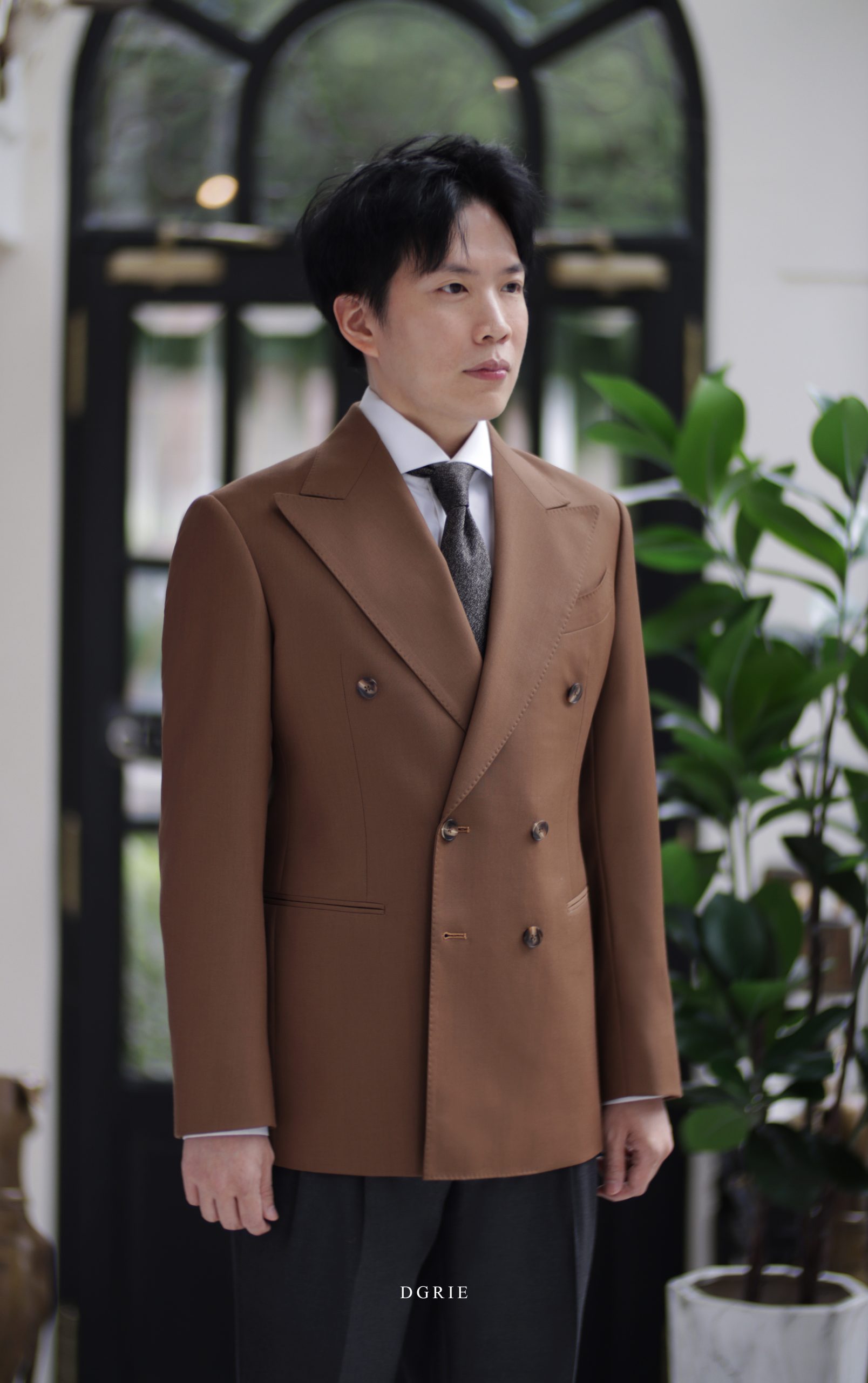 DGRIE The High-Twist Double Breasted Warm Brown Jacket Suits