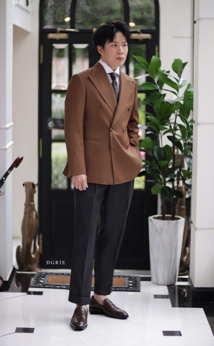 DGRIE The High-Twist Double Breasted Warm Brown Jacket Suits