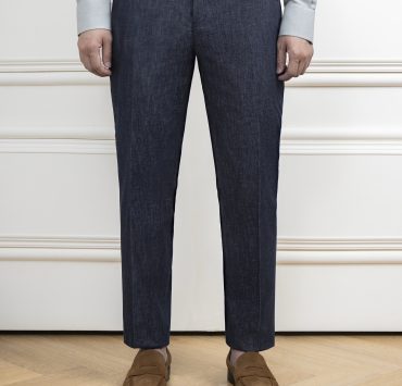 The Milano Featherlight Washed Navy Trousers — DGRIE
