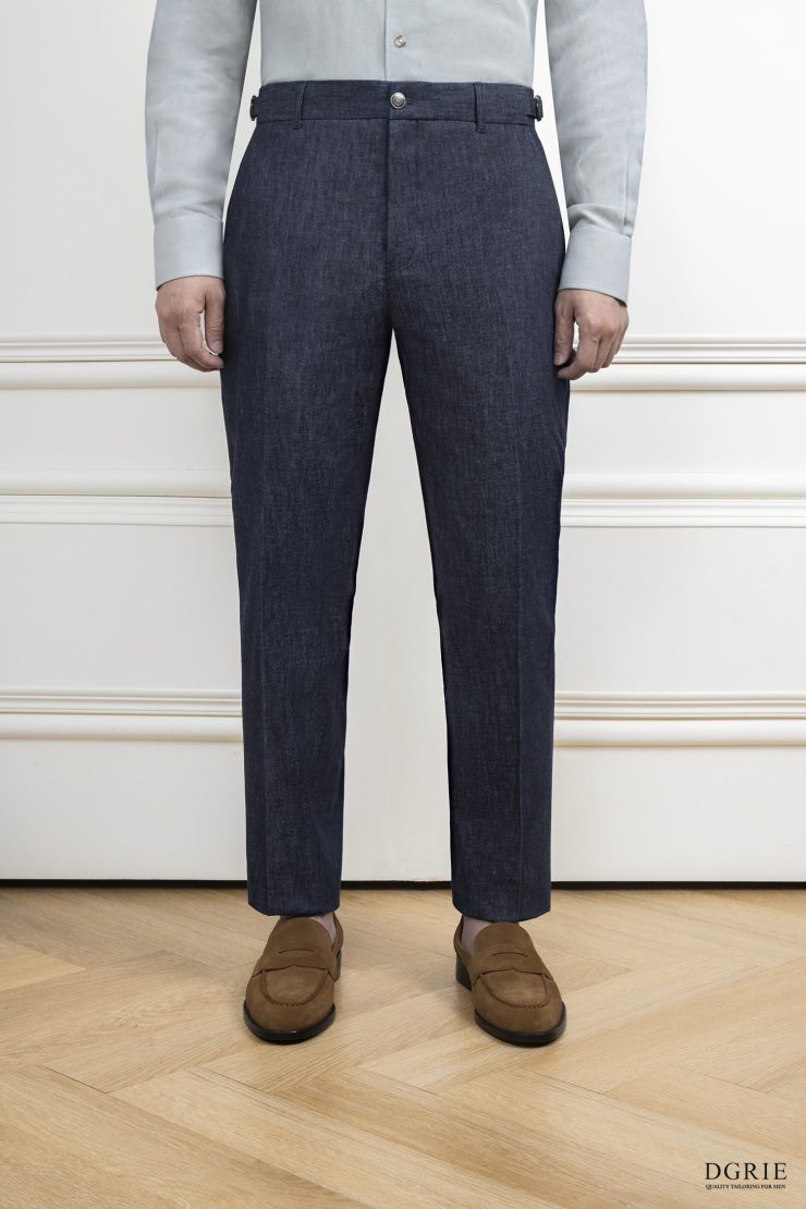 The Milano Featherlight Washed Navy Trousers — DGRIE