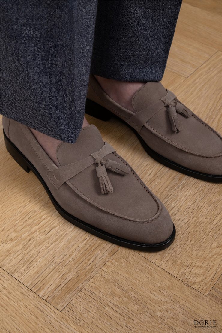 The Sorrento Ash Grey Tassel Loafers by DGRIE