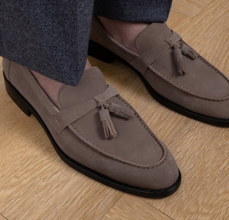 The Sorrento Ash Grey Tassel Loafers by DGRIE