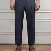 กางเกงผ้าวูล The Slate Blue Pleated Stretch Flannel Pants