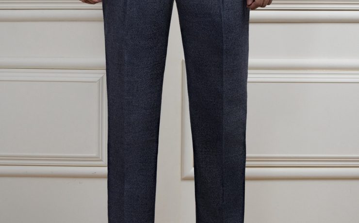 กางเกงผ้าวูล The Slate Blue Pleated Stretch Flannel Pants