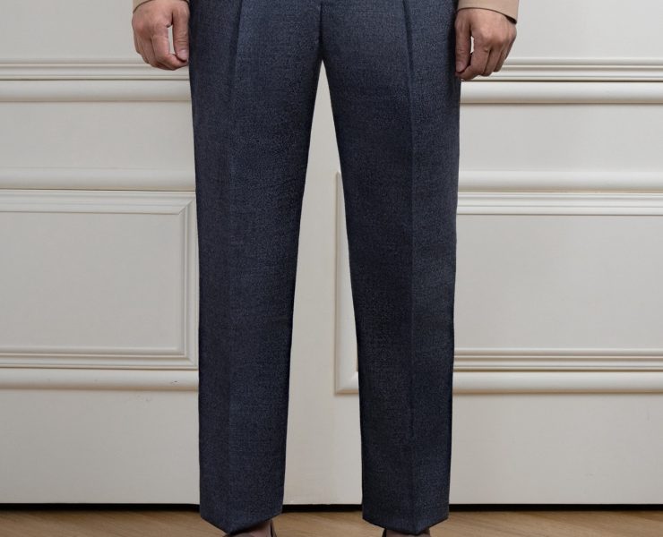 กางเกงผ้าวูล The Slate Blue Pleated Stretch Flannel Pants