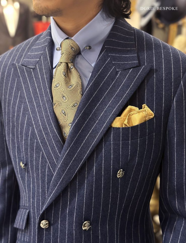 ตัดสูทสีน้ำเงินลายทาง Bespoke Italy Flannel PinStripe DB Suit 17 ตัดสูทสีน้ำเงินลายทาง Bespoke Italy Flannel PinStripe DB Suit