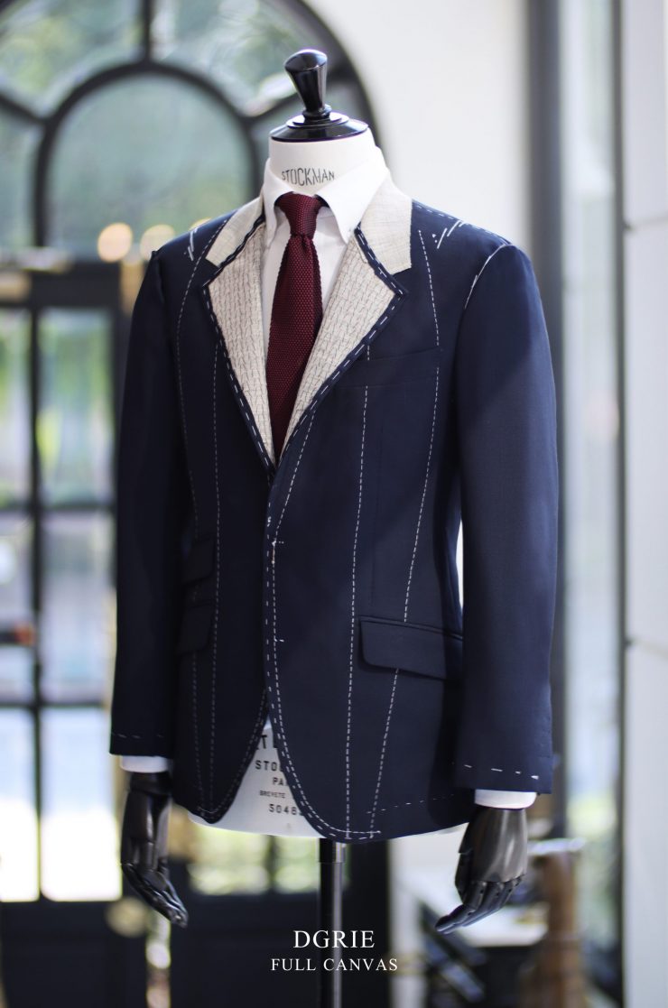 ตัดสูทหางม้า Navy Bird's eye Full Canvas Suits 1 ตัดสูทหางม้า Navy Bird's eye Full Canvas Suits