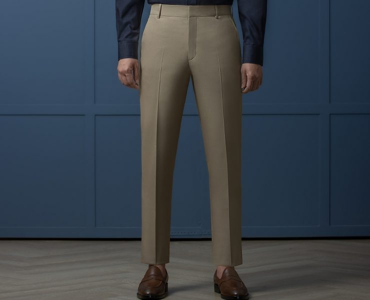 DGRIE PLAY - กางเกงผ้าวูล สีเบจ Slim-fit Wool-Blend Pants, Beige