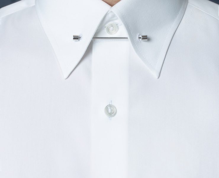 เสื้อเชิ้ต Cotton Twill Pinned Collar 8cm White Shirt