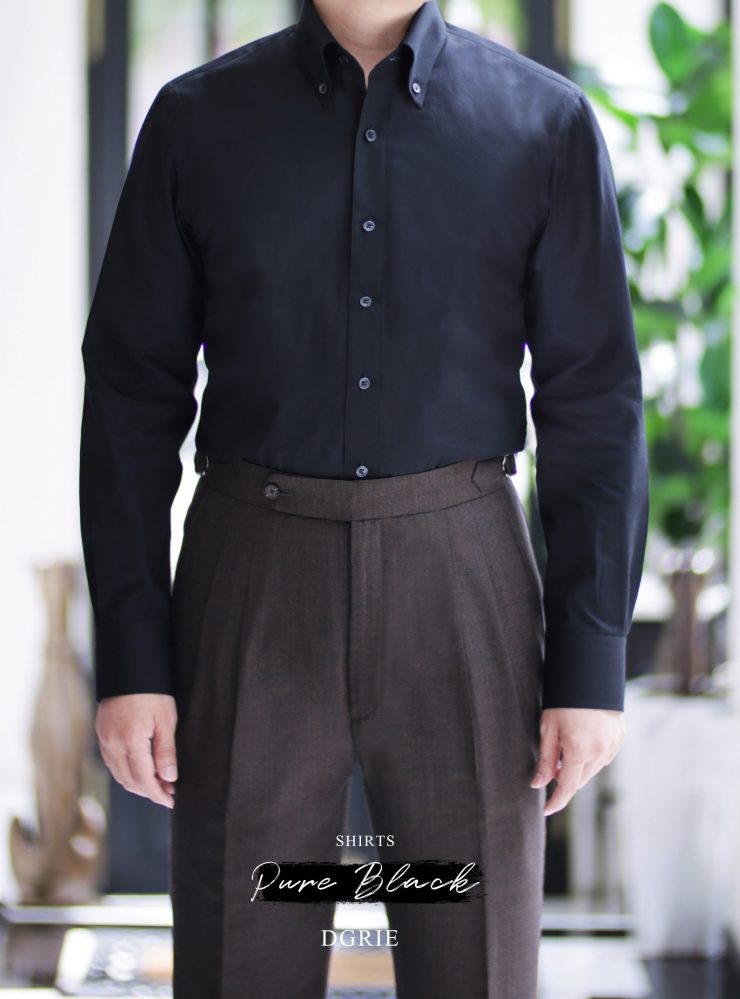 Pure black wrinkle-free classic button-down shirt - DGRIE 23 Pure black wrinkle-free classic button-down shirt - DGRIE