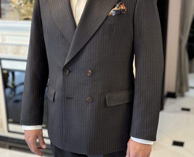 DGRIE - Classic Grey Pinstripe Double Breasted Suits