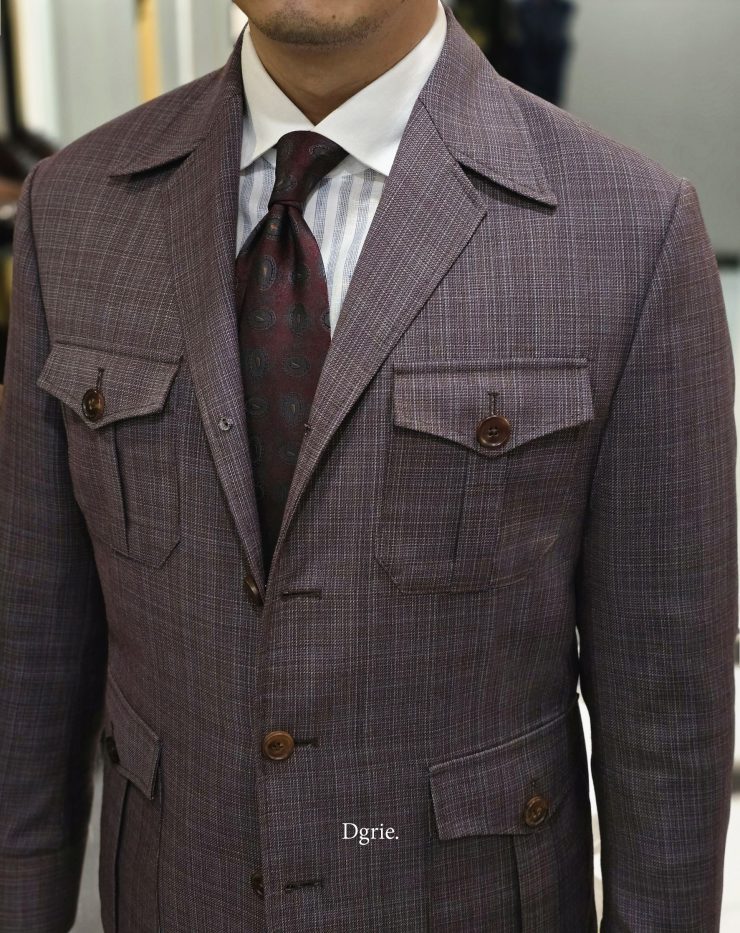 ตัดเสื้อซาฟารี DGRIE - Textured Graph Brown Safari Jacket