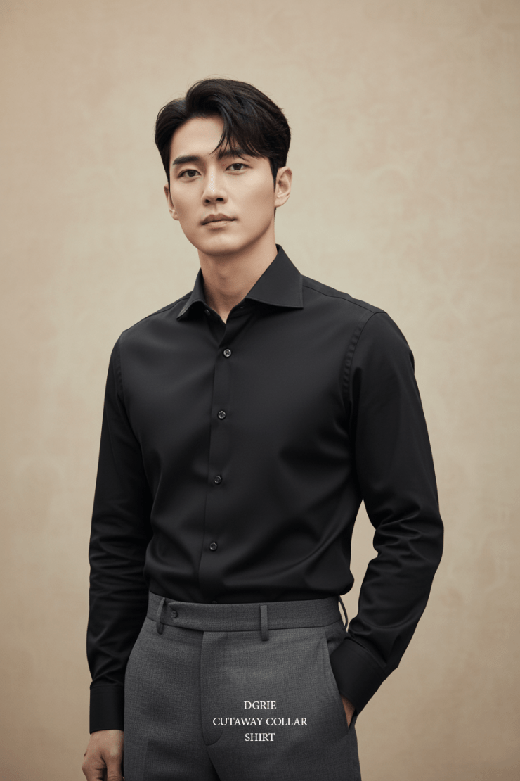 เสื้อเชิ้ต Noir Black B/B Cutaway Collar Cotton Shirt 2 เสื้อเชิ้ต Noir Black B/B Cutaway Collar Cotton Shirt