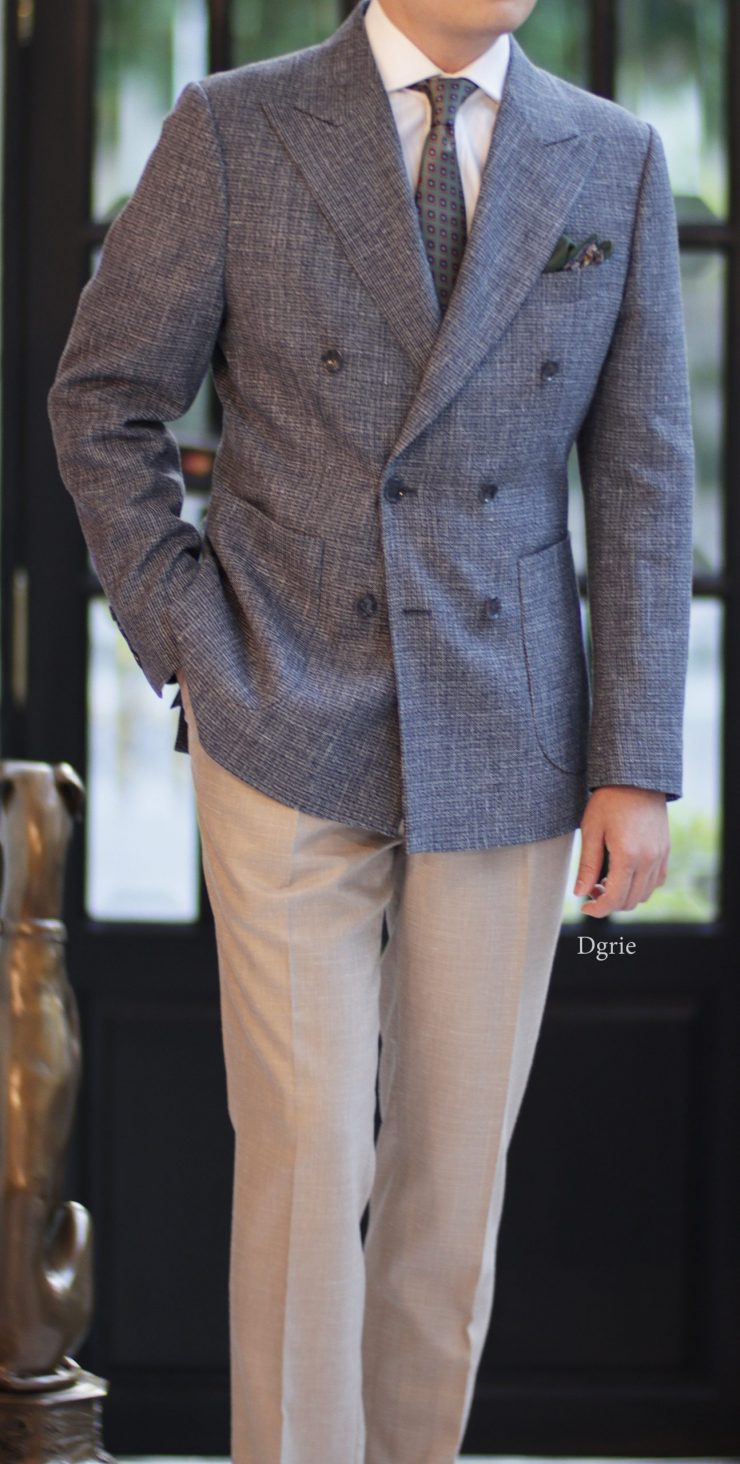 Wool Linen Double Breasted Suit