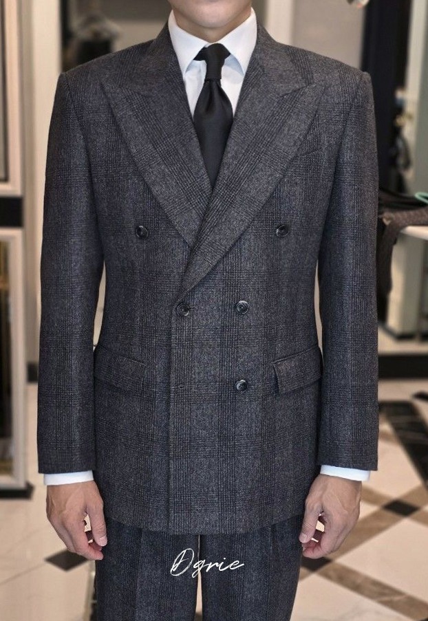 ร้านตัดสูท DGRIE Dark Grey Prince of wales Double Breasted Suits