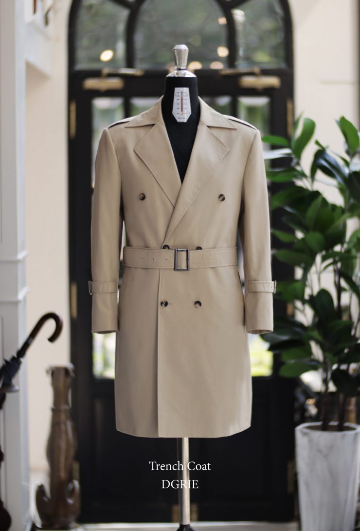 DGRIE ตัด Classic Trench coat แบบเรียบง่าย ปกคลาสสิค