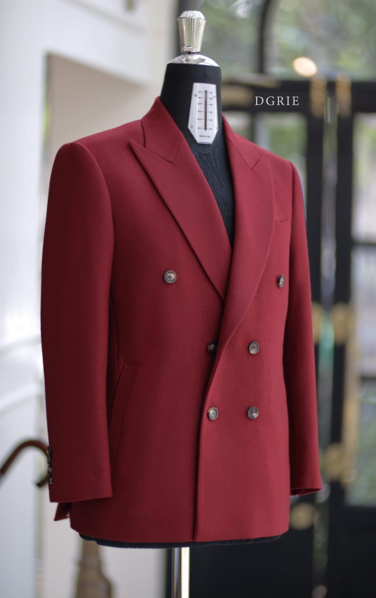 ร้านตัดสูท Red Wool Flannel Double Breasted Jacket
