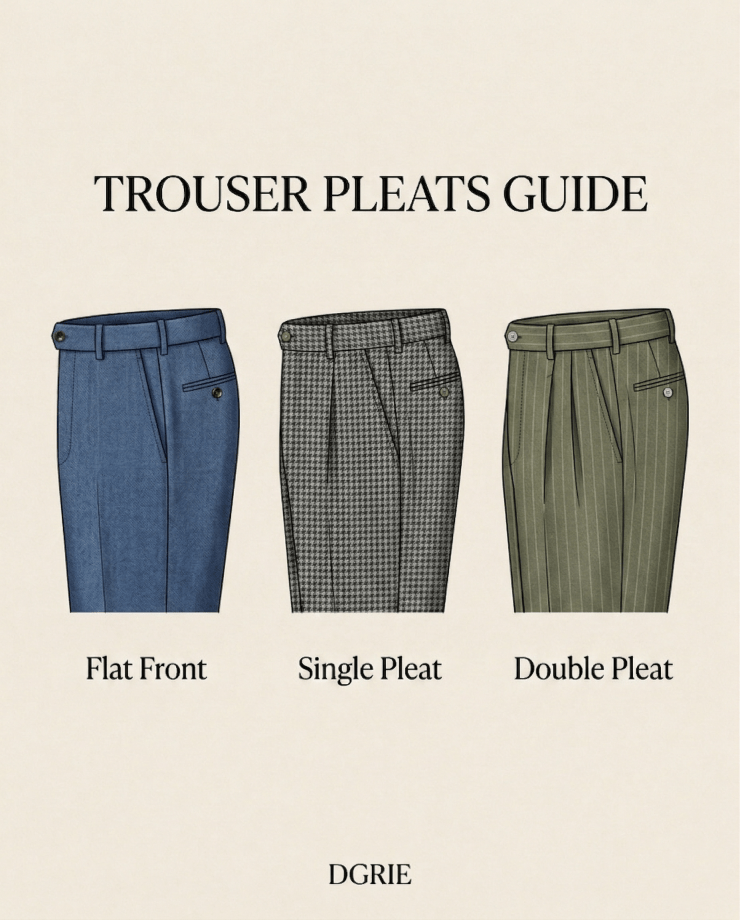 Flat Front vs. Pleated Trousers เลือกกางเกง "แบบมีจีบ" หรือ "ไม่มีจีบ" ให้เหมาะกับสไตล์คุณ? 28 Flat Front vs. Pleated Trousers เลือกกางเกง "แบบมีจีบ" หรือ "ไม่มีจีบ" ให้เหมาะกับสไตล์คุณ?