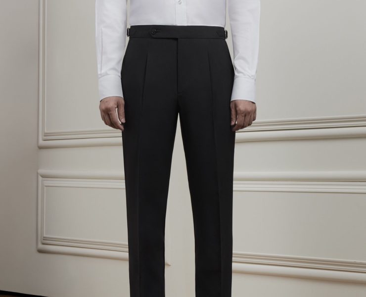 DGRIE PLAY — Classic Black Buckle-Belted Pleated Pants