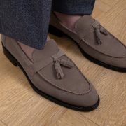 The Sorrento Ash Grey Tassel Loafers by DGRIE