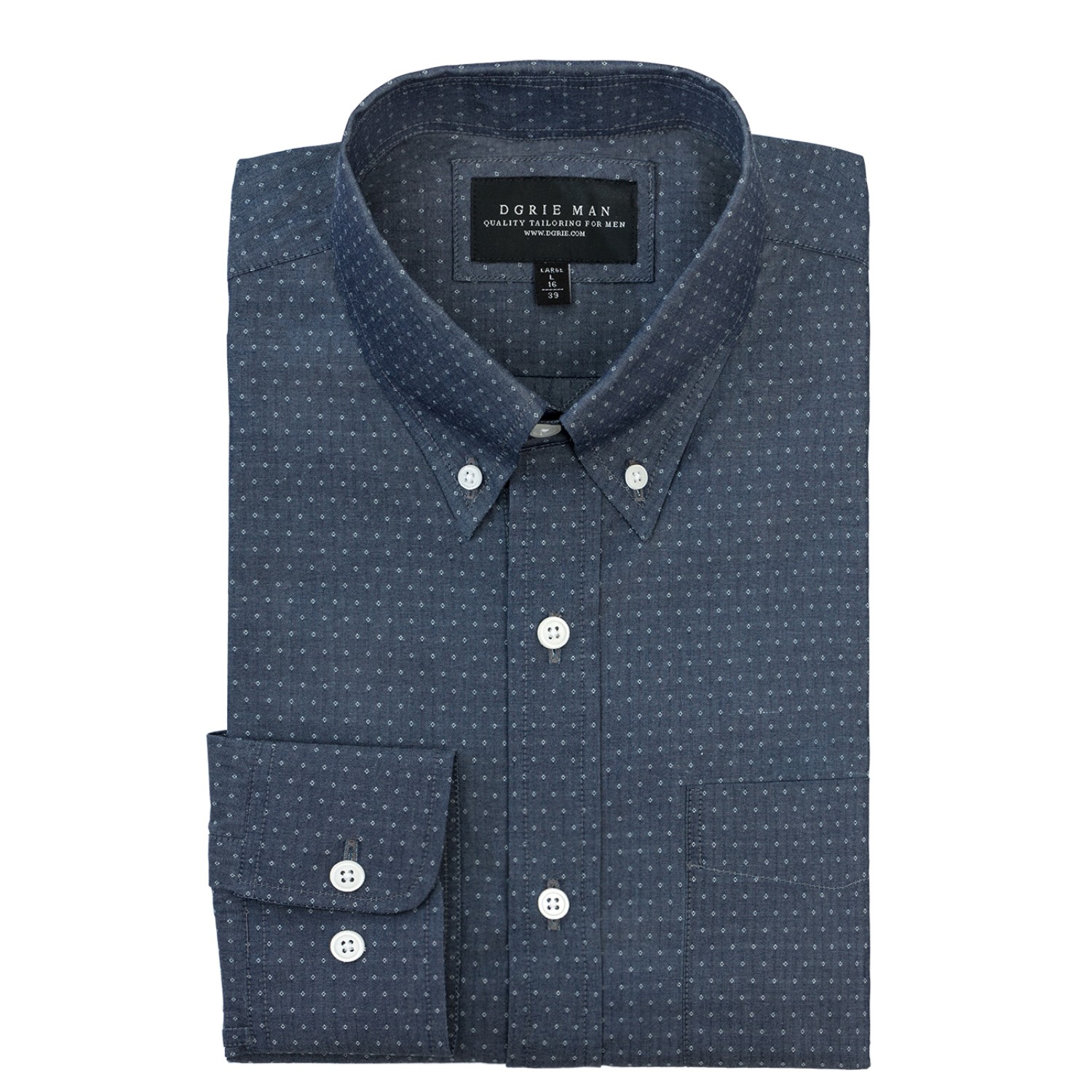NAVY BLUE DENIM DOT SHIRT