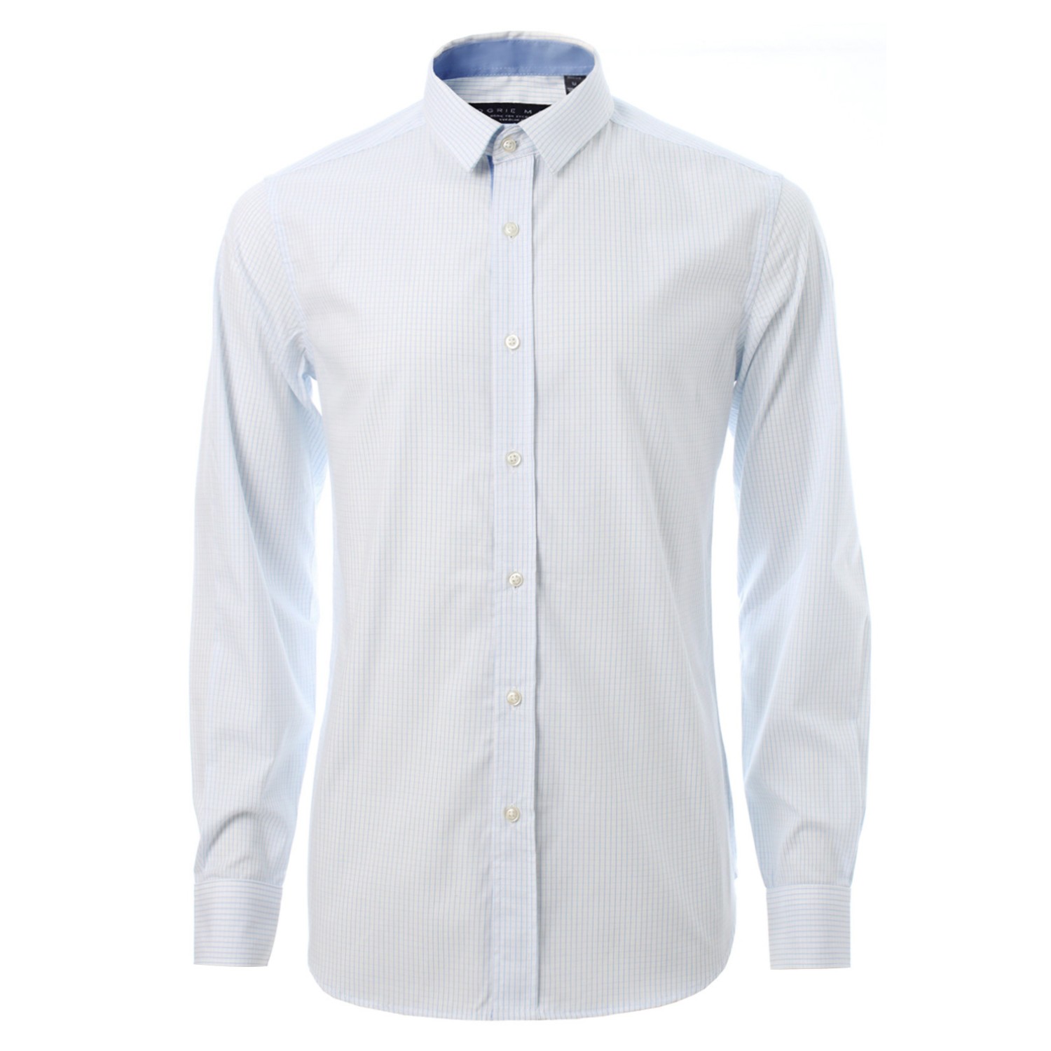 เสื้อเชิ้ตลายตารางสีฟ้าอ่อน