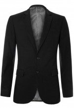 เสื้อสูทสีดำกระดุมสองเม็ด ซับในลายทาง