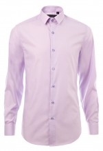 เสื้อเชิ้ตปกเล็กสีชมพูม่วง