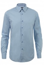 เสื้อเชิ้ตผ้ายืดสีฟ้า