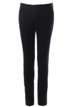 กางเกงสีดำทรงกระบอกเล็กขอบหนัง