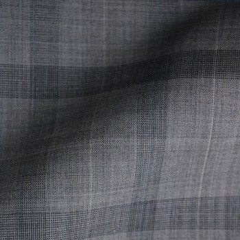 GREY WINDOWPANE PLAID WOOL BLEND