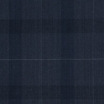 VERY DARK DESATURATED BLUE WINDOWPANE PLAID WOOL BLEND