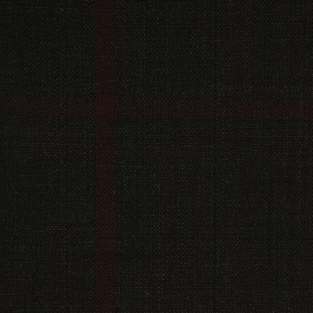 VERY DARK (MOSTLY BLACK) BROWN WINDOWPANE PLAID WOOL BLEND