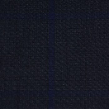 DARK NAVY BLUE  WINDOWPANE PLAID WOOL BLEND