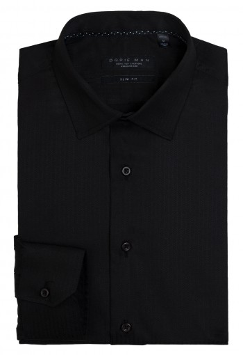 BLACK HERRINGBONE SHIRT